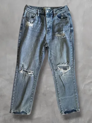 PacSun Distressed Mom Jeans Size 27 Light Wash Button Fly thumbnail 1