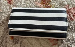 KUT from the Kloth Womens Trifold‎ Wallet Black White Striped NWOT Snap thumbnail 1