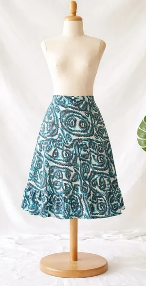 Studio West Womens Teal Brown Romantic Tiered Cotton Midi Skirt Size‎ M Boho thumbnail 1
