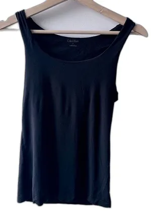 Calvin Klein Black Tank Top Large Shelf Bra minimalist athleisure preppy classic thumbnail 1