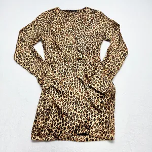 Zara Leopard Print Satin Mini Wrap Dress Womens Size S‎ Brown Animal Long Sleeve thumbnail 2