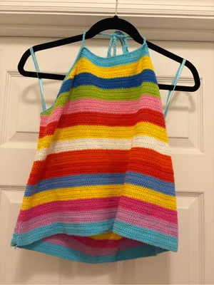 Ralph Lauren Multicolor Crochet Halter Tank Top thumbnail 3