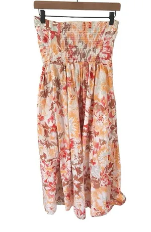 Abercrombie Ruched Strapless Floral Midi Emerson Dress thumbnail 6