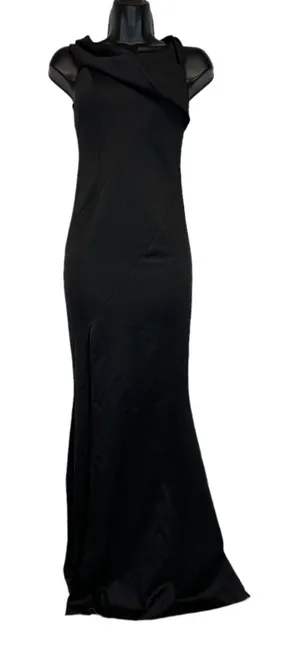 Metisu Black One Shoulder Split Fishtail Mermaid‎ Maxi Dress Size XS thumbnail 1