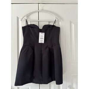Zara Strapless Black Mini Dress Large New With Tags thumbnail 7