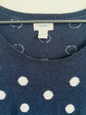 Old Navy Navy and White Polka Dot Crewneck Sweater Preppy y2k thumbnail 3