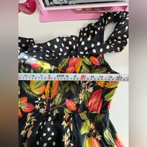 Farm Rio Tropical Floral Polka Dot Mini Dress S | Ruffle Strap Summer Vacation thumbnail 12