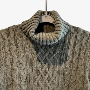 Eddie Bauer Womens XL Cable Knit Turtleneck Sweater Lambs Wool Blend Green‎ thumbnail 2