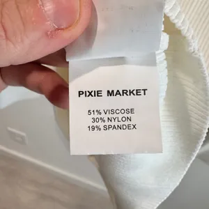 Pixie Market White Ribbed Sweetheart Neck Long Sleeve Knit Top Small thumbnail 5
