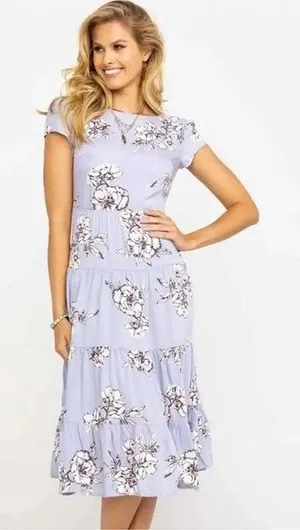 Free People Purple Rita Floral Tiered‎ Midi Dress Size Small thumbnail 1