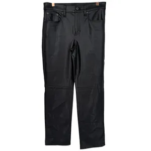 J.Crew Womens Faux Leather Nipped Straight Leg Pants Black Size 26 Minimalist thumbnail 4