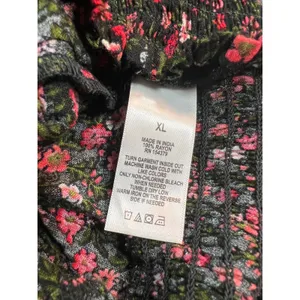 AEROPOSTALE Floral Crop Top Women XL Black Pink Smocked V-Neck Puff‎ Sleeve NWT thumbnail 11