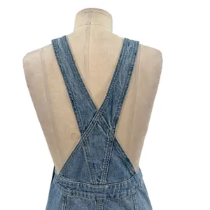 Free People Louise‎ Denim Skirtall Overall Dress Medium Wash Blue Size 0 thumbnail 10