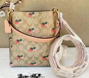 Coach Mollie Bucket Bag 22 In Signature Canvas With Strawberry Print cB602 thumbnail 1