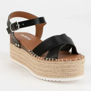 Black Espadrille Wedge Sandal Size 10 thumbnail 1