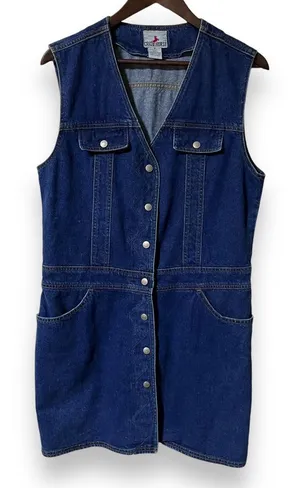 Crazy Horse By Liz Claiborne Vintage Denim Snap Button Dress‎ Women's Medium thumbnail 1