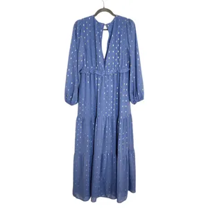 She + Sky Blue and Gold Boho Maxi Dress Size Large Wedding Guest Dress thumbnail 2