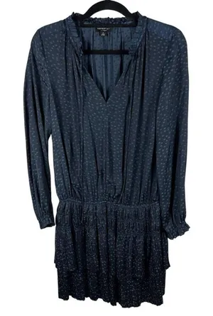 Current Air Anthropologie Blue Star Print Micro Pleat‎ Tiered Dress Size Small thumbnail 1