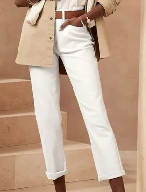 Banana Republic White Jeans Girlfriend thumbnail 1