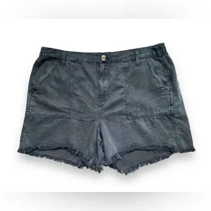 Aerie Gray Frayed Hem Linen Blend Utility Shorts Size XL thumbnail 3