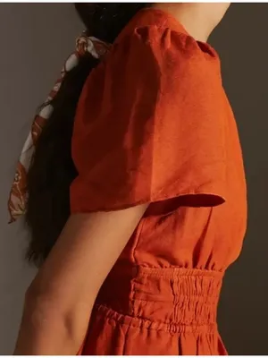 NWT by Anthropologie Somerset Maxi in Dark Orange Linen Edition Dress XS thumbnail 2