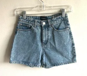 Frank And Oak Stevie Denim High Waist Minimalist Shorts Size 25 NWT thumbnail 1
