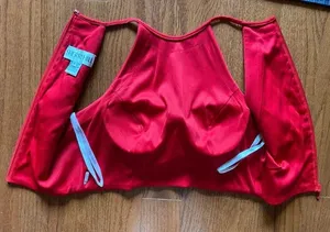Two Piece Halter High Slit Red Prom Dress thumbnail 6