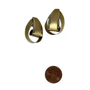 Vintage Gold-Tone Twist Hoop Earrings Oval Design A317 thumbnail 7
