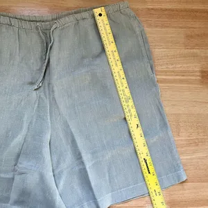 100% Linen Loose Fit Drawstring Sage Green Shorts Bay Street Clothing Size M thumbnail 6