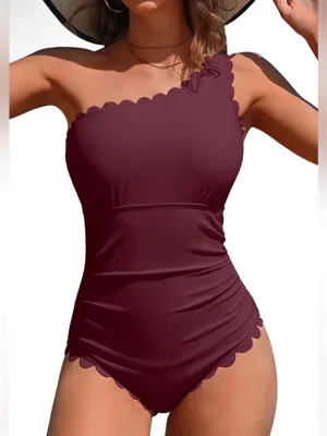 Charmo One Shoulder 1-Piece Swimsuits Women Tummy Control Bathing Suit 2026 Ribb thumbnail 1