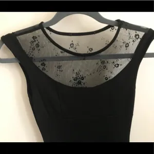 Black Short Dress w/Lace Neckline & Scoop Back thumbnail 6