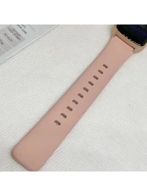 Fitness tracker smart watch rose gold tone case 26mm pink silicone band thumbnail 6