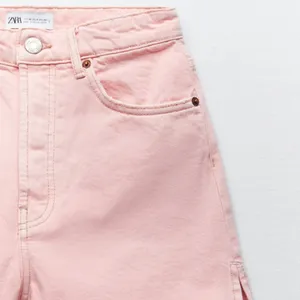 Zara | Pink High Rise Denim Shorts thumbnail 6