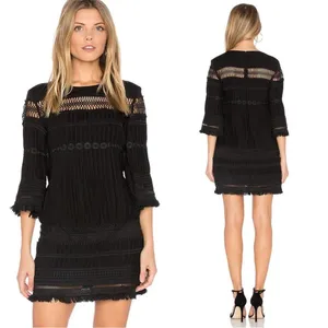 ELLIATT "Memory" Black Embroidered Fringe Dress‎ Size S thumbnail 2