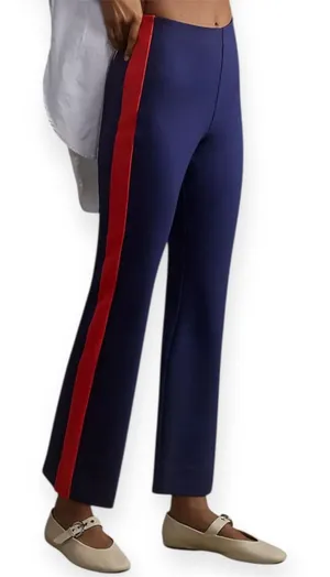 NWT Maeve Anthropologie The Margot Navy Red Side‎ Stripe Flare Pants Sz Small thumbnail 1