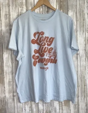 Wrangler Long Live Cowgirls Baby Blue Tee •XXL thumbnail 1