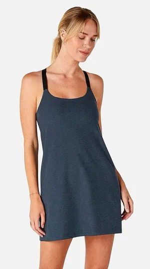 Beyond Yoga Spacedye Move It Dress Navy Blue Crisscross Back Size Small thumbnail 1
