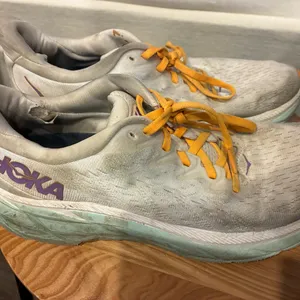 Hoka Women's Cream Athletic Shoes with Yellow Laces thumbnail 3