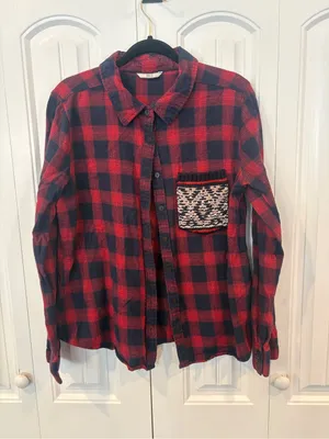 BKE red plaid button down shirt thumbnail 1