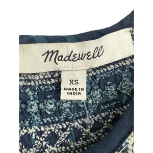 NWT Madewell Embroidered Puff-Sleeve Babydoll Dress Indigo Plaid Size XS Preppy‎ thumbnail 3