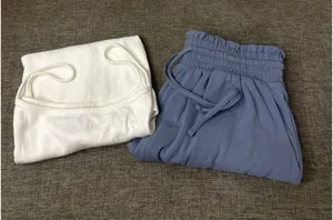 Womens Small Bundle White Cotton Cami and Blue Smocked Paperbag Lounge Shorts thumbnail 1