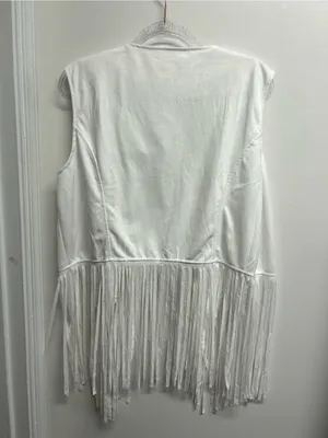 White Faux Suede Fringe Vest thumbnail 2