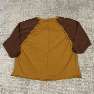 Oli & Hali Shirt Womens Large Oversized Boho Top Yellow Gold Brown Festival thumbnail 6