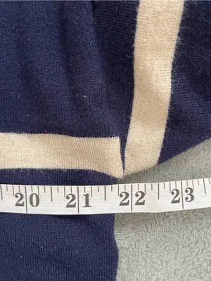 TRUTH Navy and Cream Striped Knit Polo Sweater XL preppy classic nautical fall thumbnail 5