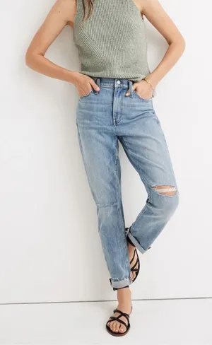 Madewell | The High-Rise Slim Boyjean Oversized‎ Fit in Elkhart Wash, size 25 thumbnail 1