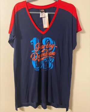 New NWT Womens‎ Harley Davidson Sedona Arizona Red Blue V-Neck T-Shirt Size XXL thumbnail 1