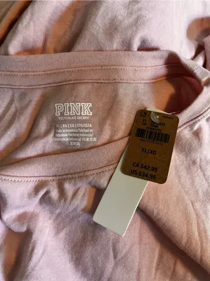 PINK Victoria's Secret Light Pink Long Sleeve T-Shirt‎ Size XL NWT thumbnail 3