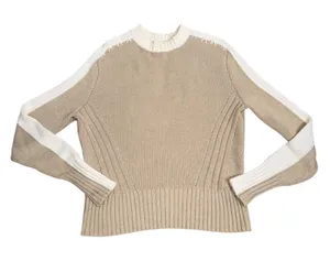 ANR+ Alp-n-Rock Sweater Women Small Tan White Stripe Good Organic Cotton Knit thumbnail 1