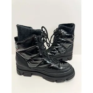Sam Edelman Boots‎ Size 7.5 Black Lug Sole Tabitha Lace Up Round Toe Winter Boot thumbnail 6