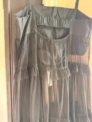 Anthropologie Maeve Tulle Tiered Midi Dress Black Spaghetti Strap Balletcore NWT Medium thumbnail 5